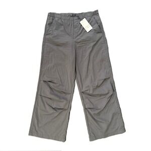 Zara Women's Gray Wide Leg Pants Knee Pleats High Rise Trousers‎ Size L NWT